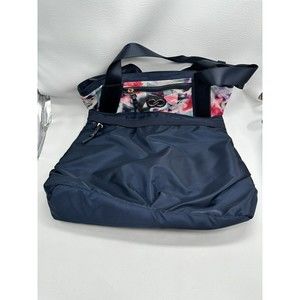 Navy Blue and Floral Women's Shoulder Bag